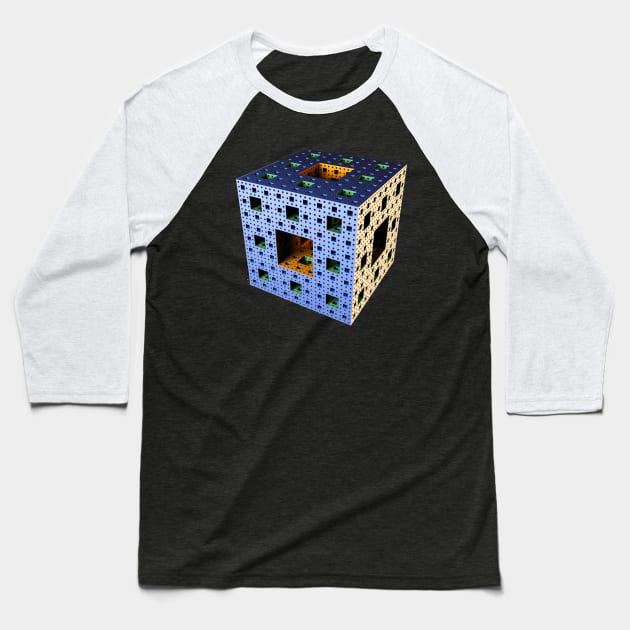 Fractal- Menger Sponge Baseball T-Shirt by candhdesigns